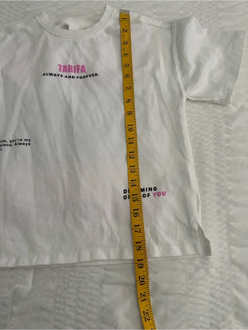 Zara White Short-Sleeve Tee with Tarifa Always and Forever Print Size 9-10Y